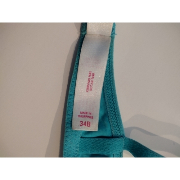 Pink Victoria's Secret turquoise plunge push up underwire bra size 34B - Picture 8 of 9